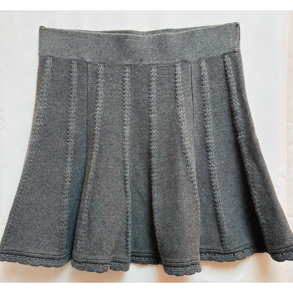 CAbi Charcoal Grey Knit Scallop Hem Ribbed Sweater Swing Skirt size Medium